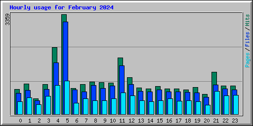 Hourly usage for February 2024